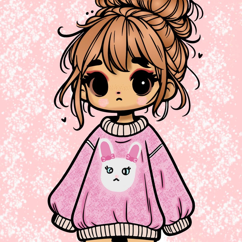 cute girl with baggy jumper and messy bun