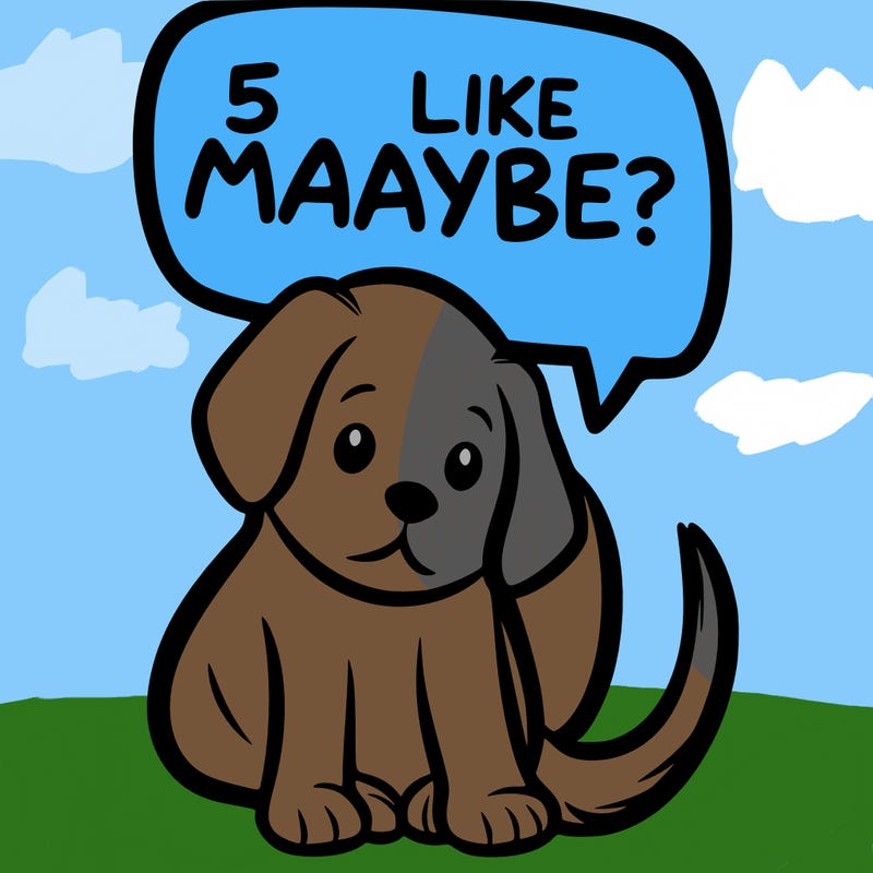 a puppy that says 5 like maybe