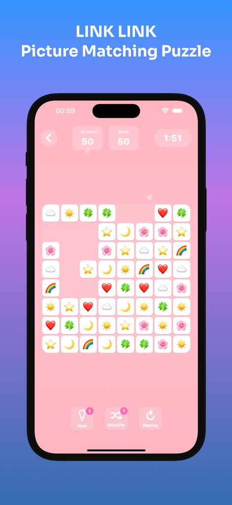 Link Link picture matching puzzle game screenshot on iPhone