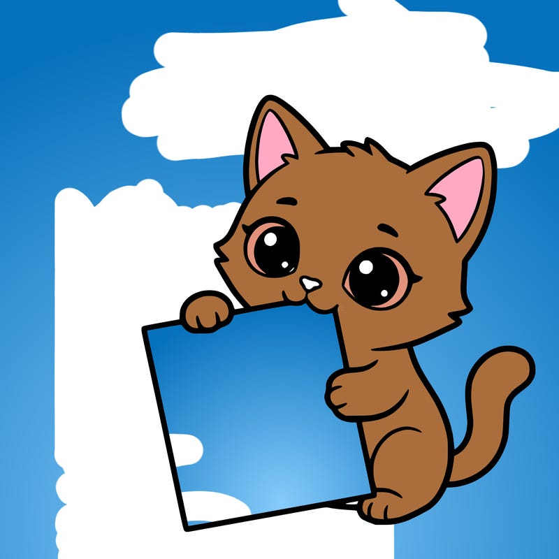 a small cat with a blank sheet of paper in its hand. the cat is sooooooo cute!