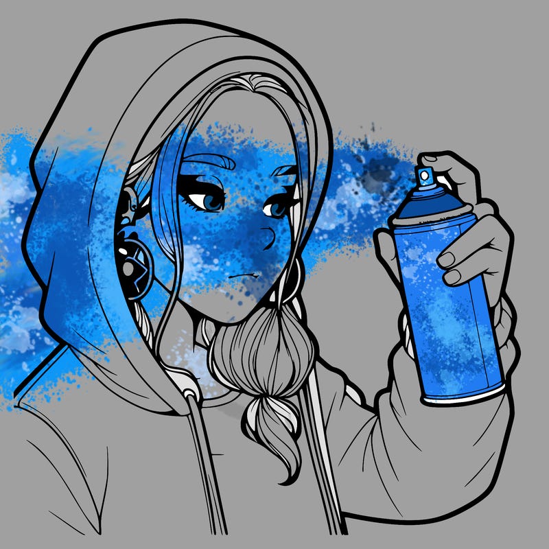 a realistic girl, spray painting