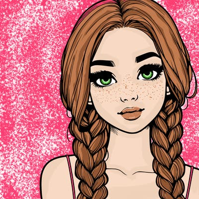 realistic girl with braids