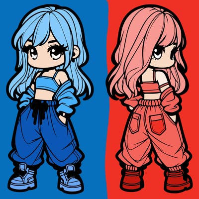 girl in crop top and baggy pants