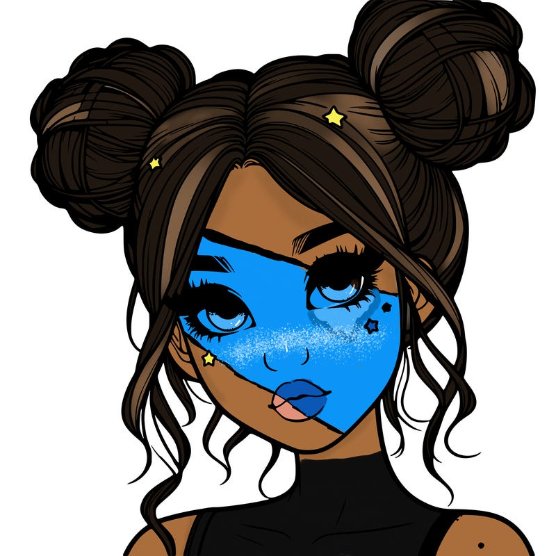 realistic girl with space buns
