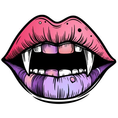 lips with vampire teeth