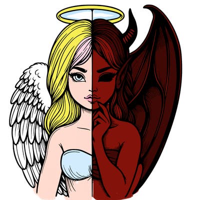 realistic angel half demon