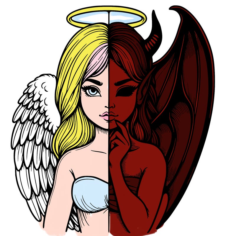 realistic angel half demon