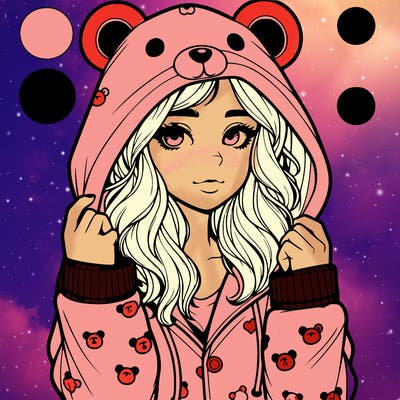 realistic girl in a animal pjs hoodie