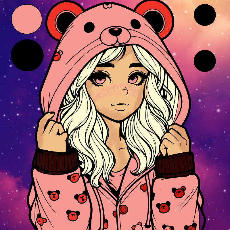 realistic girl in a animal pjs hoodie