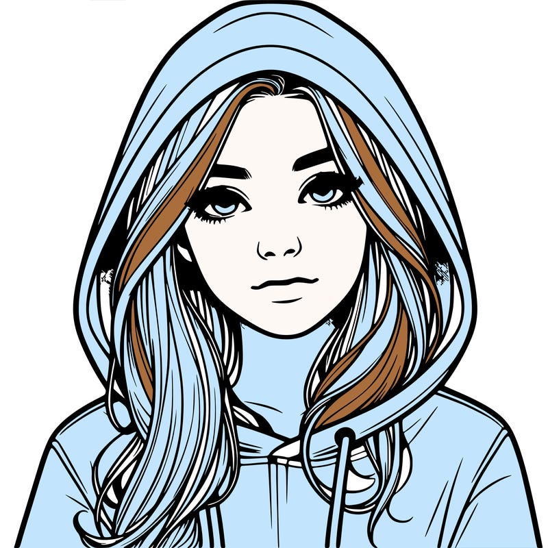 realistic girl with a hoodie