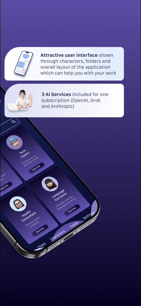Joy AI - Interface of Joy AI showing specialized assistants like Tech Expert and Language Corrector with OpenAI Grok and Anthropic integration