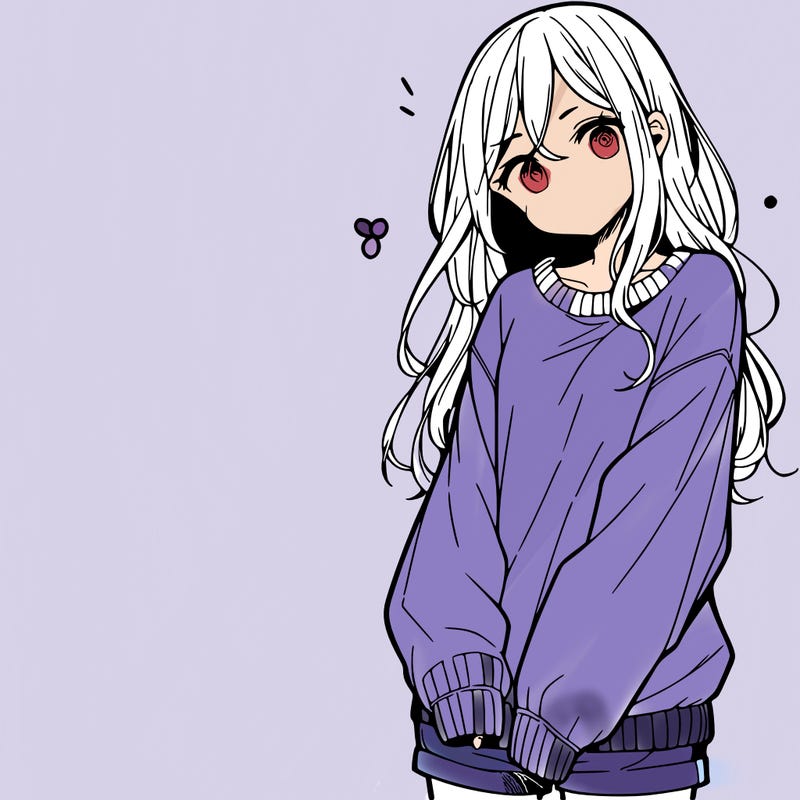 manga teen girl  in a sweater and baggy pants