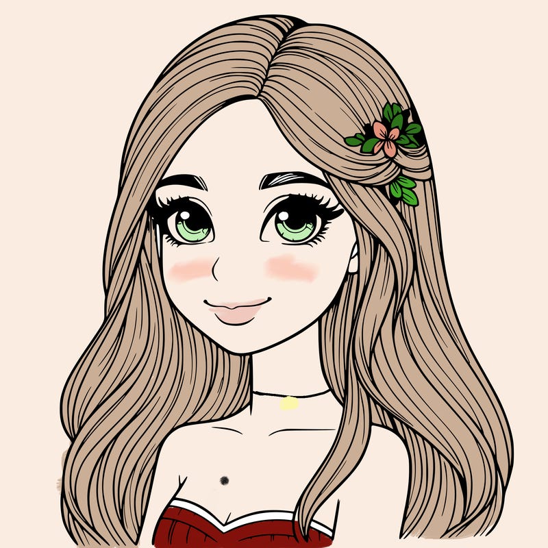 realistic girl with beautiful long hair