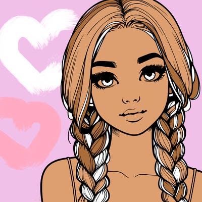 realistic girl with braids