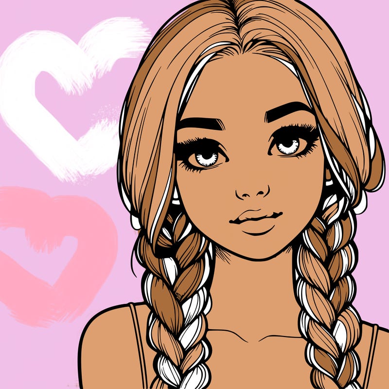 realistic girl with braids