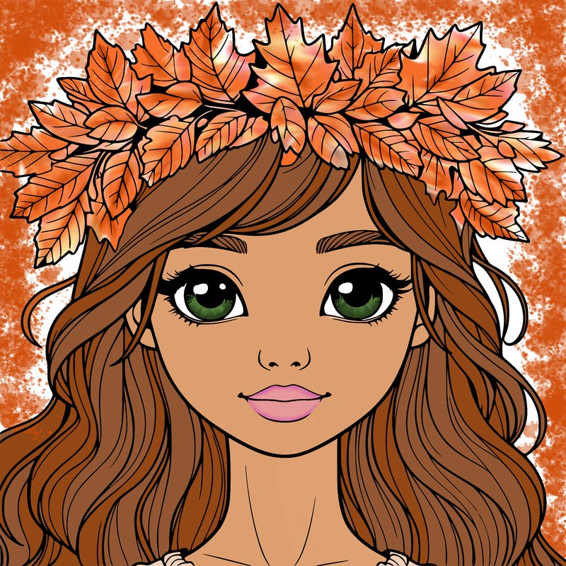 realistic girl with fall leaf crown