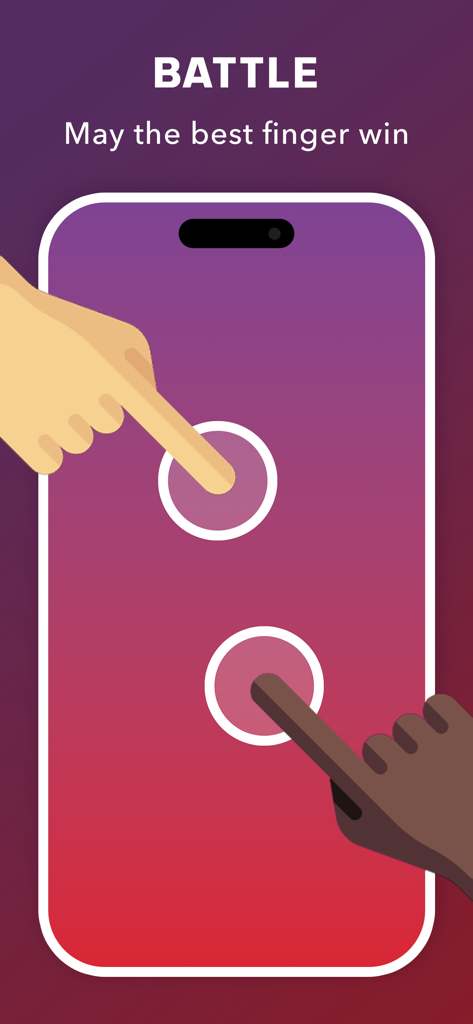 Choozy - Finger Chooser - Two fingers on a smartphone screen in Choozy app battle mode