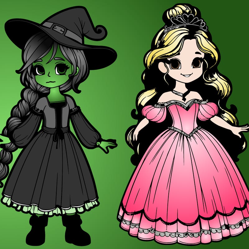 realistic witch and princess