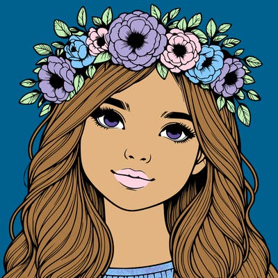 realistic girl with flower crown