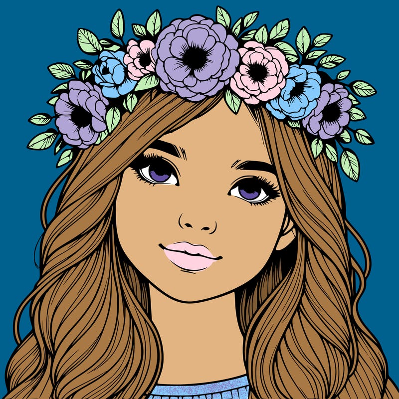 realistic girl with flower crown