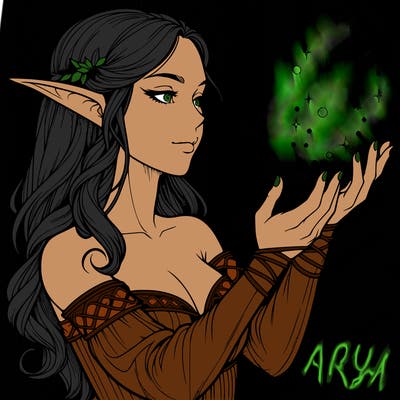 realistic elf girl doing magic