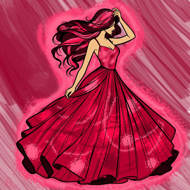 realistic woman with dress flowing in the wind
