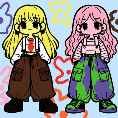 2 girls with baggy pants