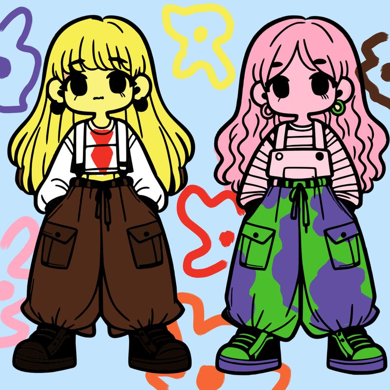 2 girls with baggy pants