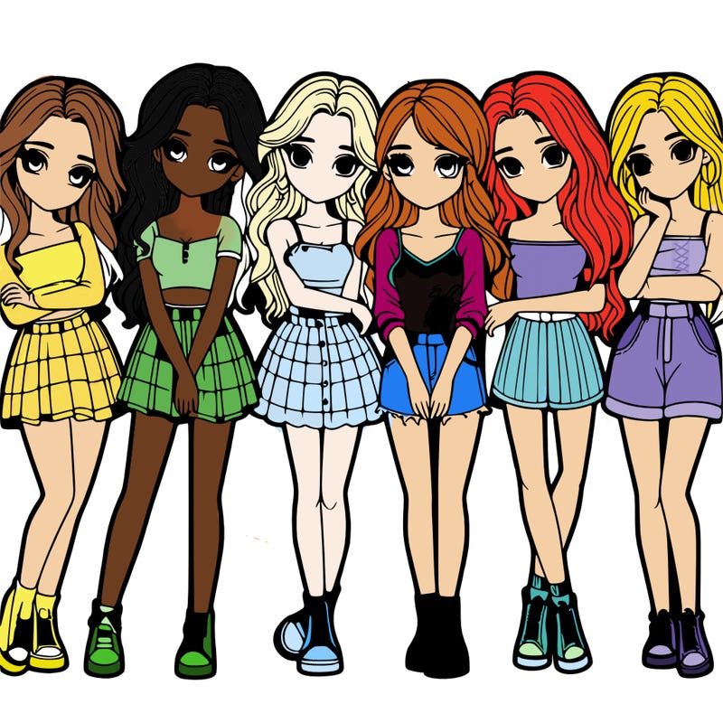 a group of girls realistic