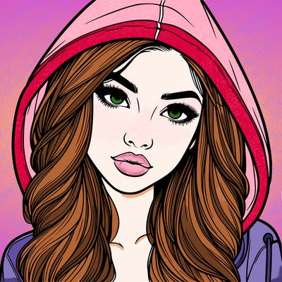 realistic beautiful girl with a hood on