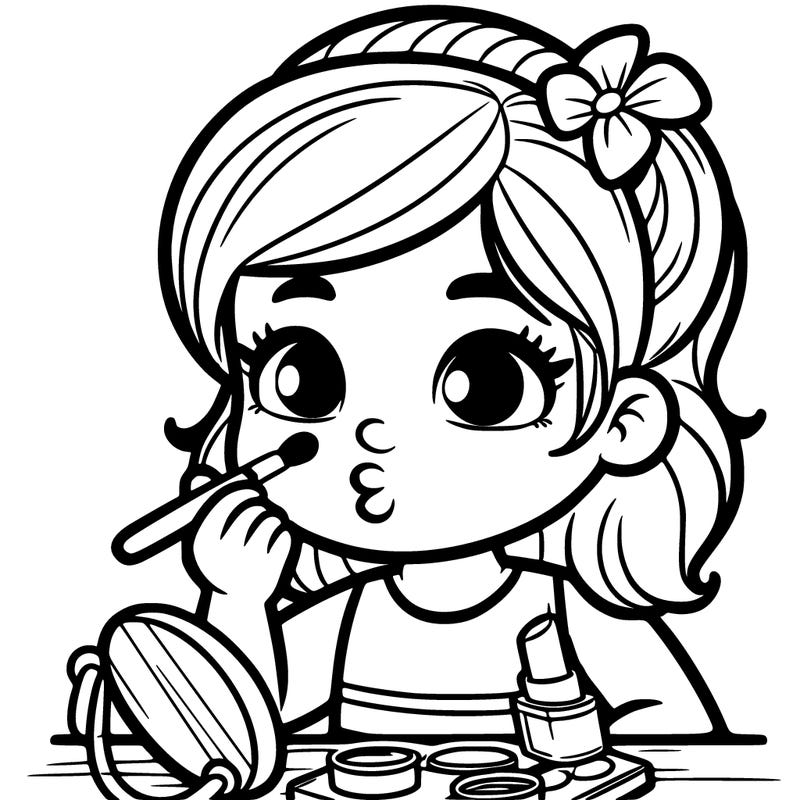 a kid doing her makeup