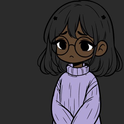sad girl with glasses in a sweater