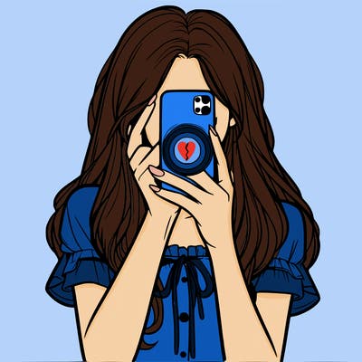 a realistic girl holding her phone taking pictures
