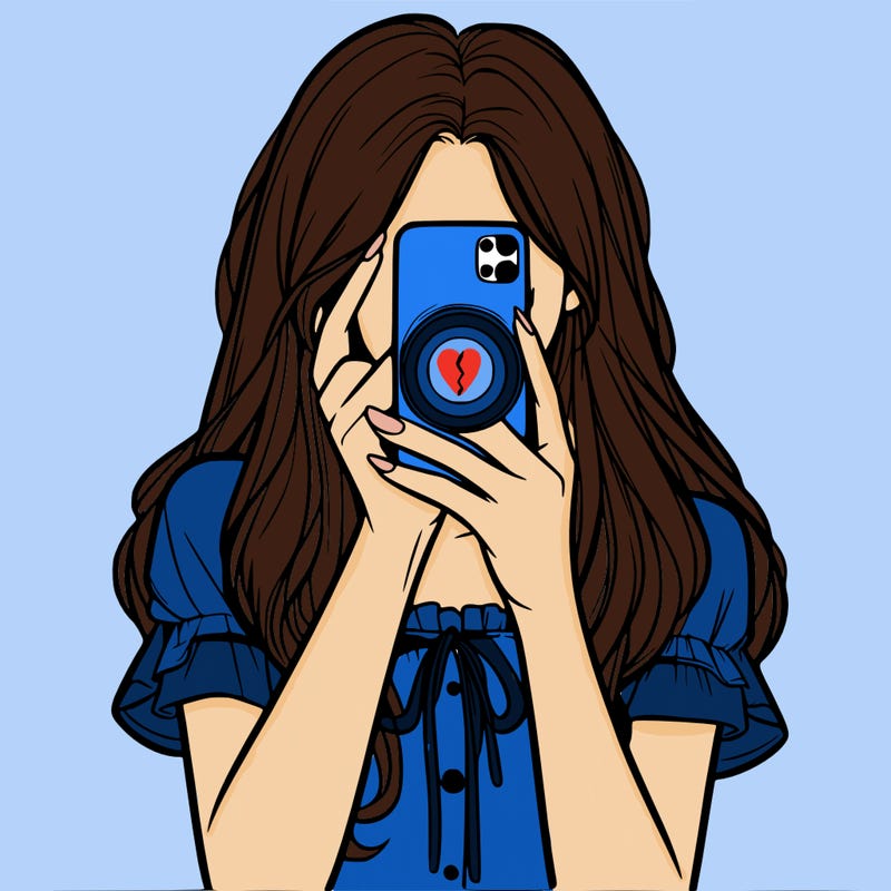 a realistic girl holding her phone taking pictures