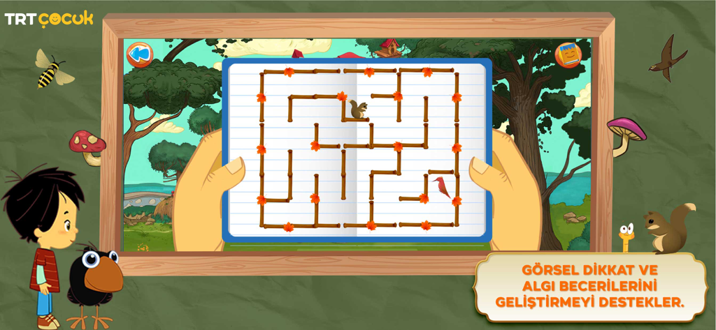 TRT Ege ile Gaga - TRT Ege ile Gaga 모바일 앱의 스크린샷. 아이들의 시각적 주의력과 지각 능력을 개발하기 위한 미로 퍼즐이 특징입니다.