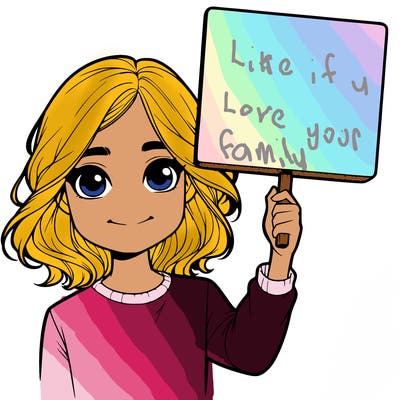 realistic girl holding up a sign