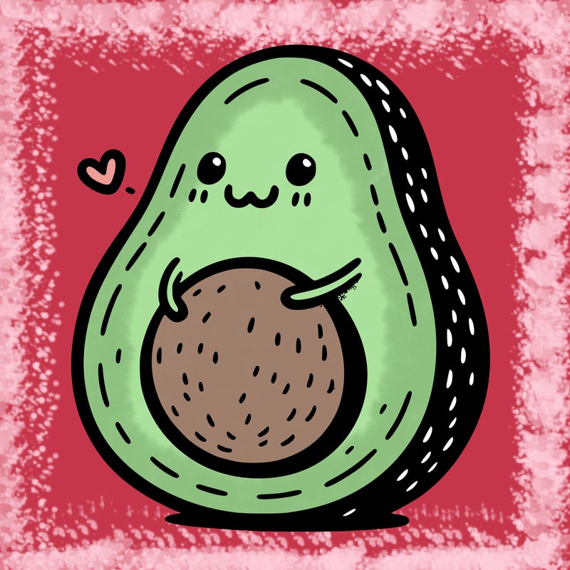 an avocado hugging an avocado