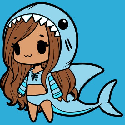 girl with shark outfit