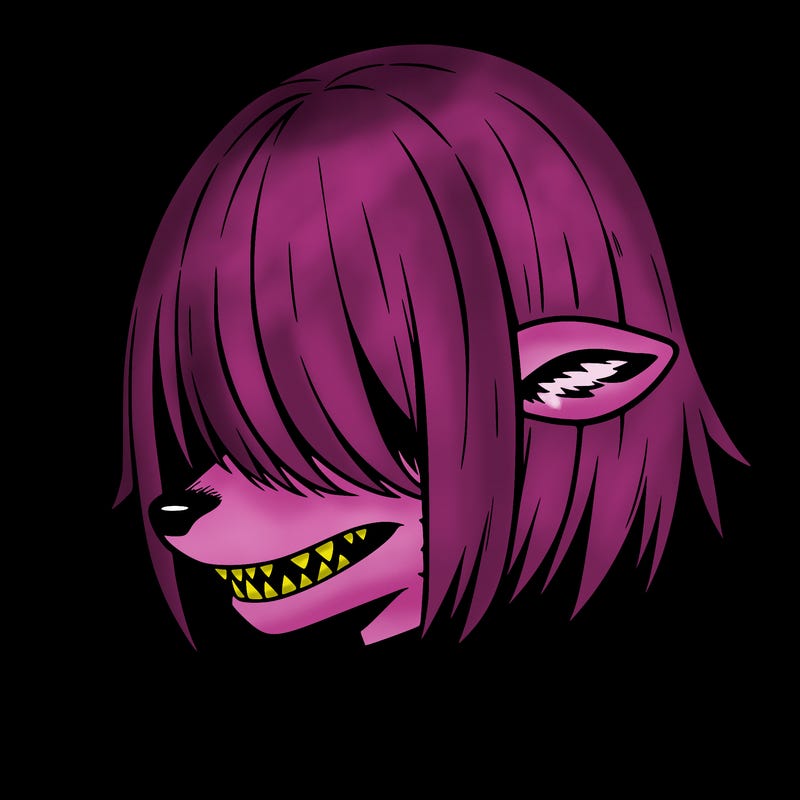 sharp teeth deer man with bob haircut