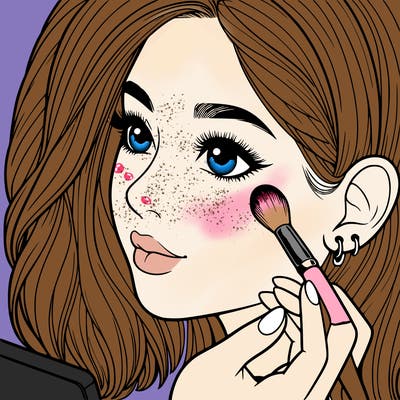 a realistic girl doing her makeup