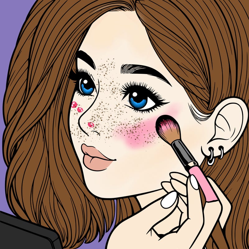 a realistic girl doing her makeup