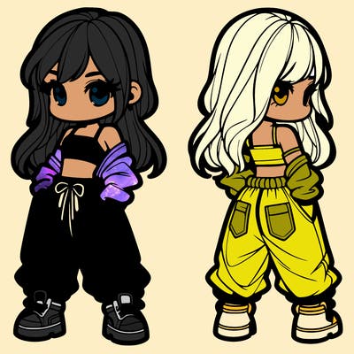 girl in crop top and baggy pants