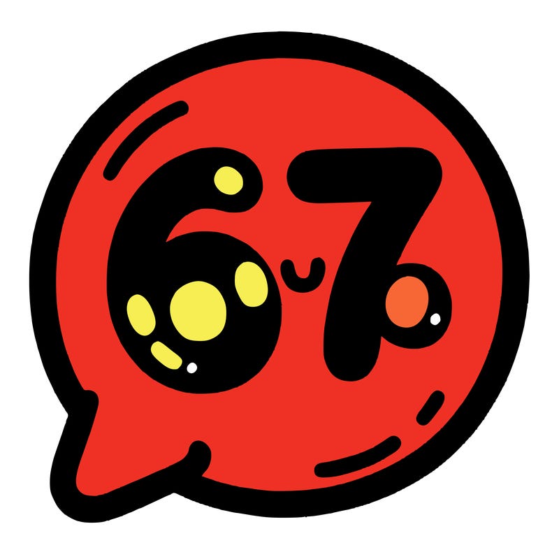bubble that says 67