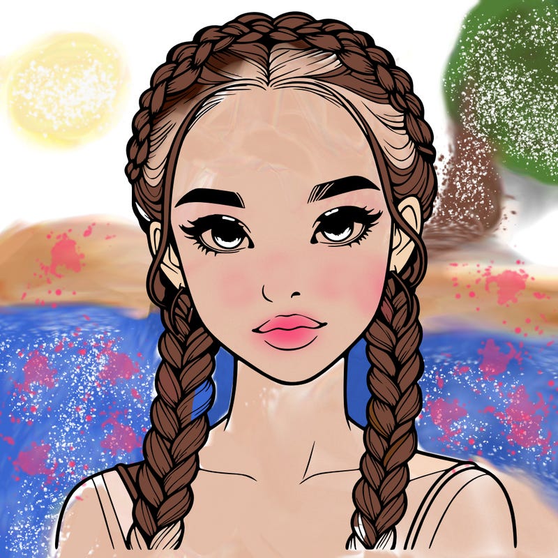 realistic girl with braids