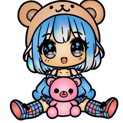 cute anime girl with bear fit