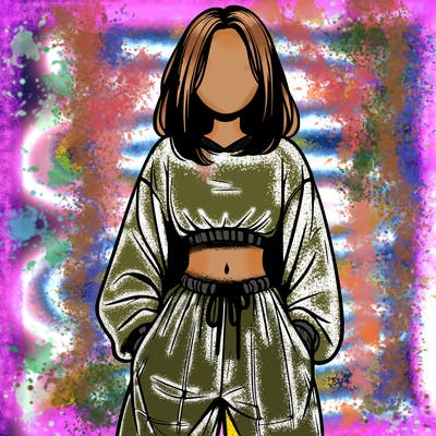 realistic girl faceless with baggy pants and a crop top