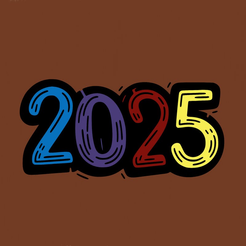 one line scrawled numbers sketch design “2025”