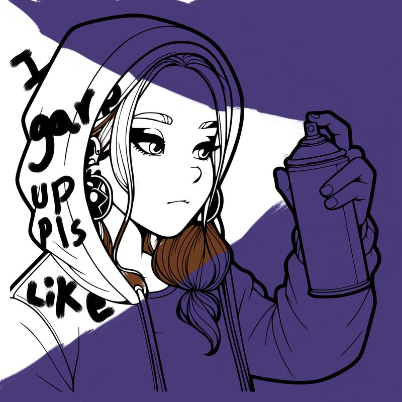 a realistic girl, spray painting