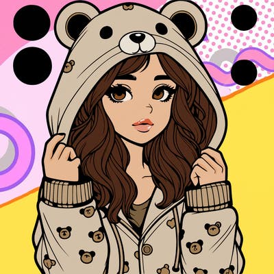 realistic girl in a animal pjs hoodie