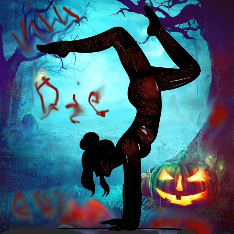 a woman doing a handstand